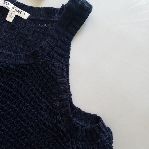 Say What cut out shoulder navy long sleeve sweater - Picture 3 of 4